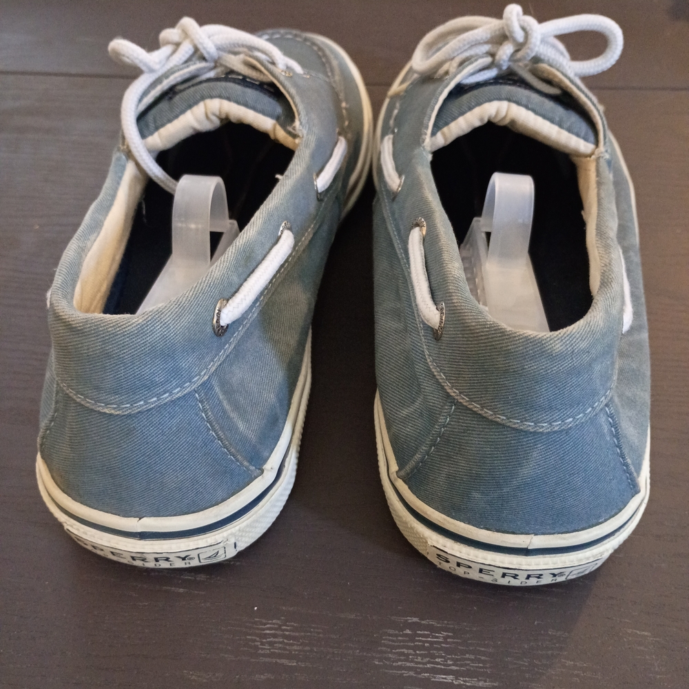 Sperry Men's 9M Distressed Denim Blue Boat Shoes. Gently Worn. - Picture 4 of 6